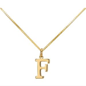 F Initial Necklace 14K Gold Plated Necklace